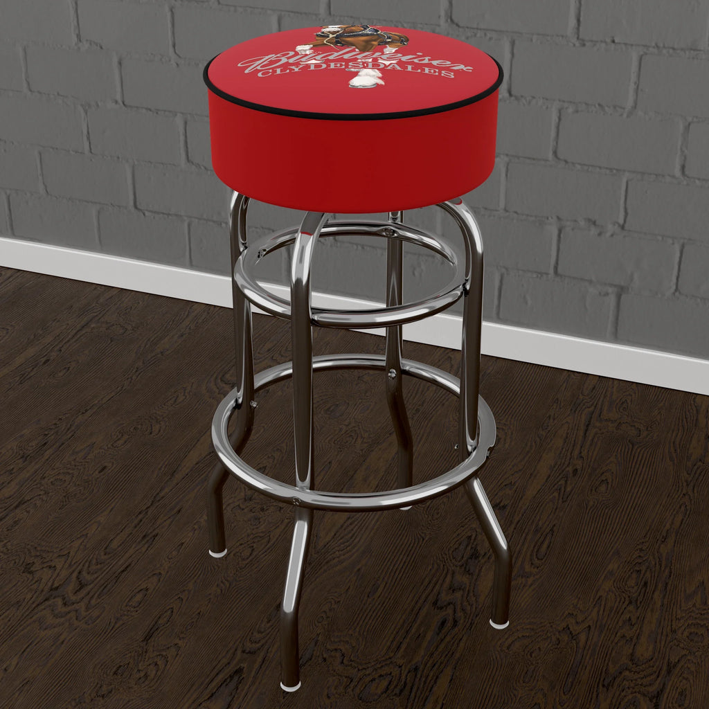 Trademark Gameroom Budweiser Clydesdale Red Bar Stool with Padded Seat