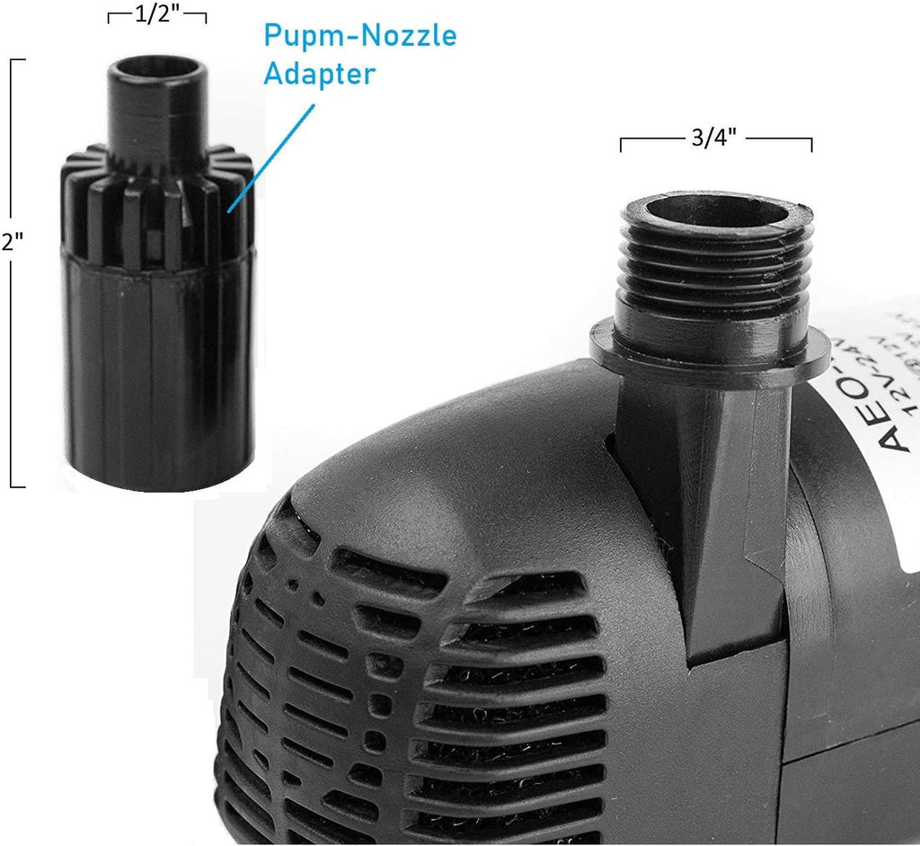 12V - 24V DC Brushless Submersible liquid Pump, 410GPH, for Solar Fountain, Fish Pond, and Aquarium 410GpH 1 Pack