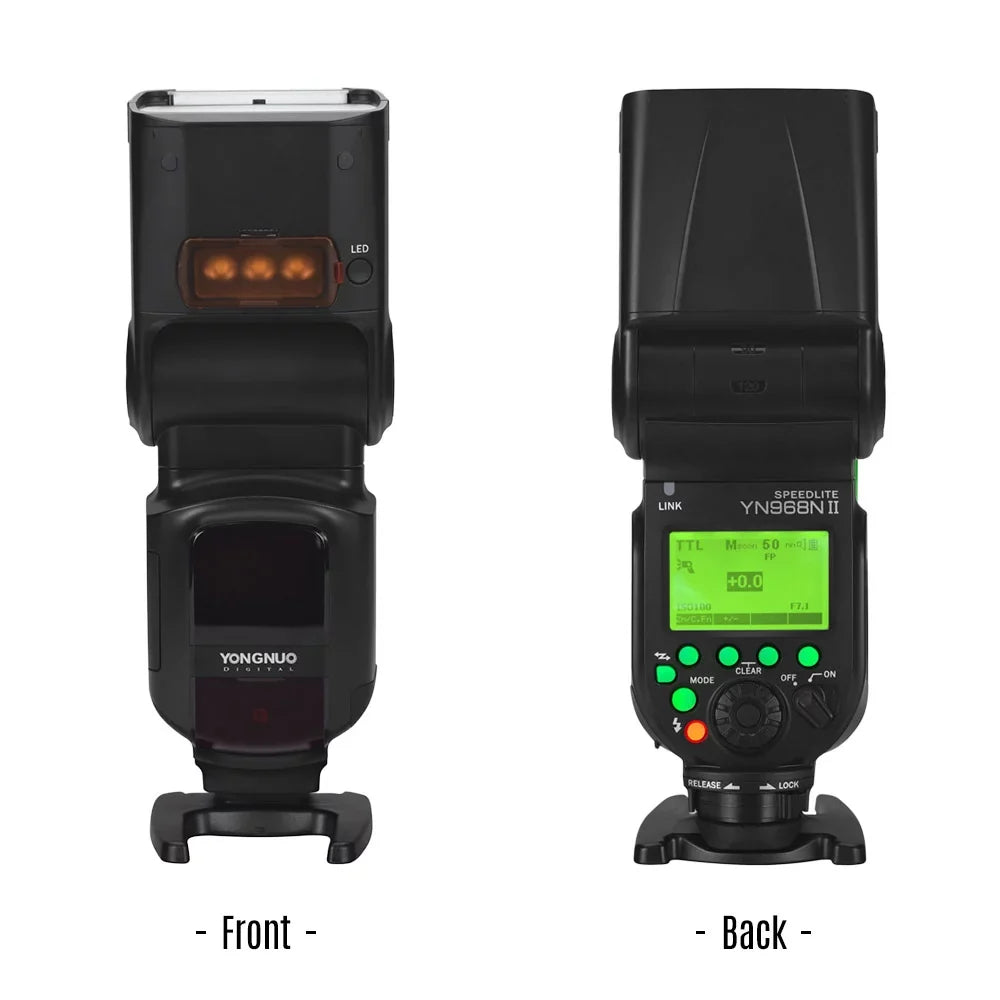 YONGNUO YN968N II Wireless TTL Speedlite Flash with Built-in 5600K LED Light - 1/8000s HSS for  DSLR Cameras, matching with YN622N YN560 Wireless System