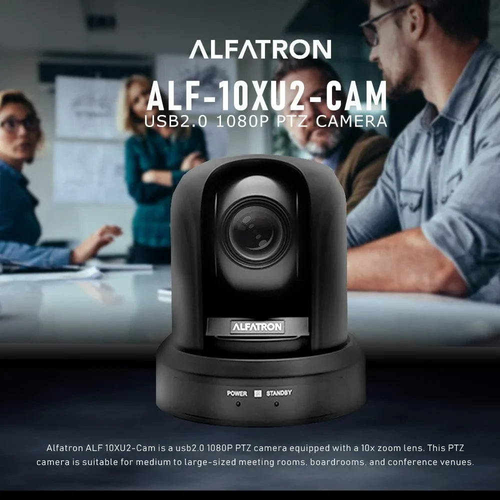 Alfatron ALF-10XU2-CAM PTZ Camera w/ USB2.0 1080P, Zoom matching, Suitable for Medium to Large-Sized Meeting Rooms, Boardrooms, and More