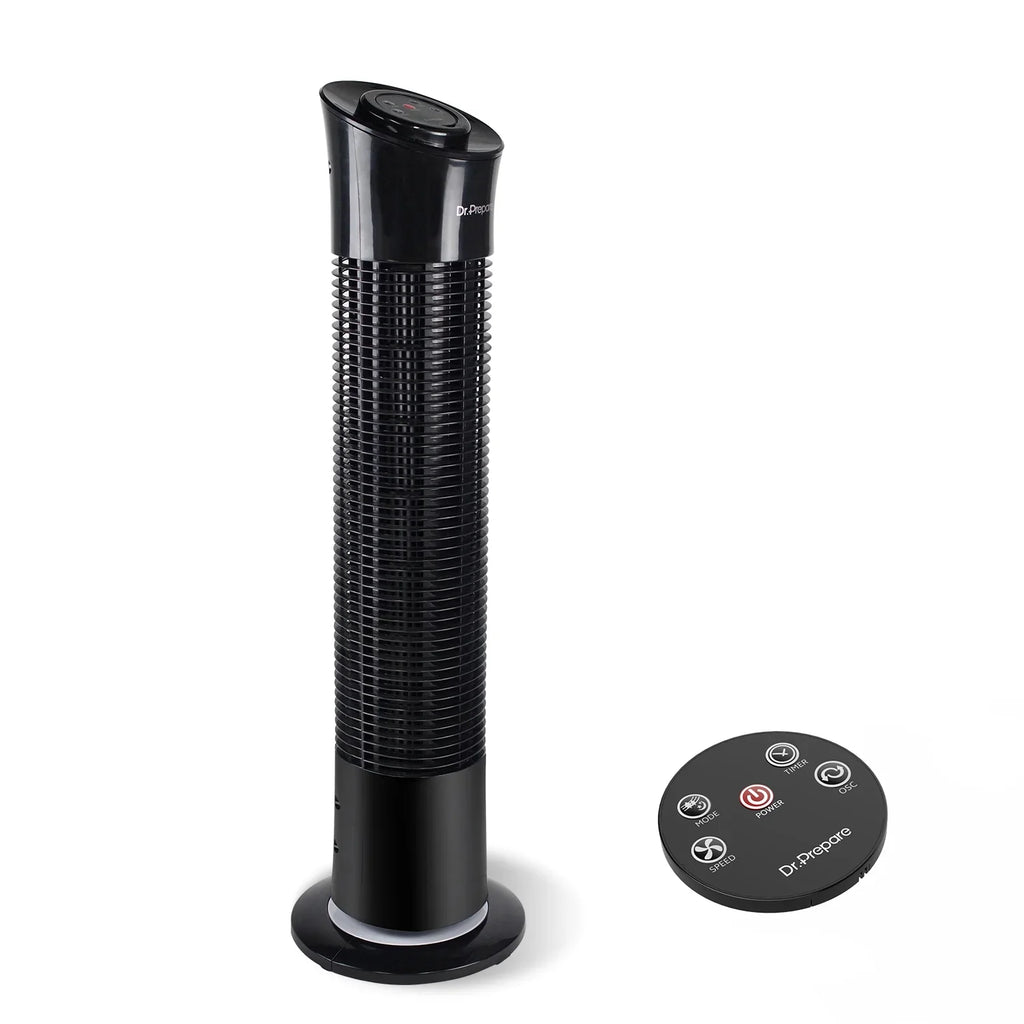 Prepare 30’’ Oscillation Tower Fan，Portable Stand Floor Fans w/Remote/3 Speeds/7.5h Timer for Home/Office. Dr