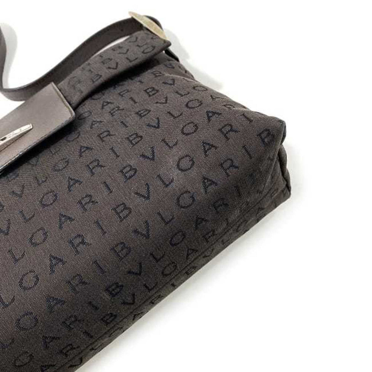 Pre-Owned Bvlgari Bag Brown Mania Canvas Leather BVLGARI One Shoulder Handbag Flap Plate (Good)
