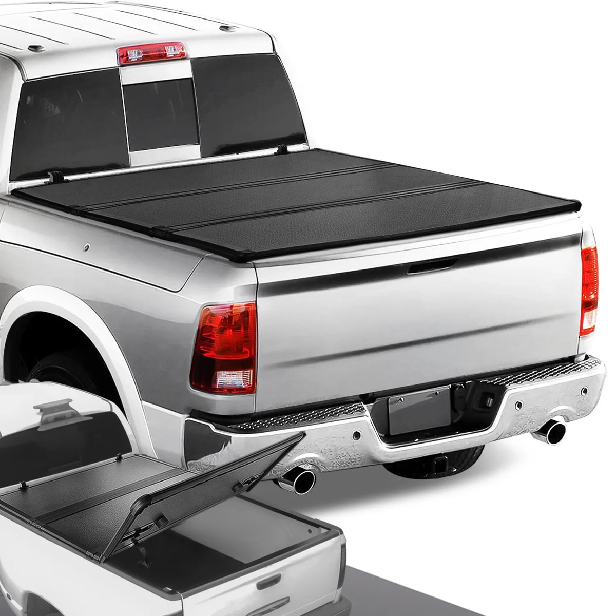DNA Motoring TTC-HARD-028 For 2009 to 2022 Ram Truck 1500 / 3500 Fleetside 6.5Ft Short Bed Hard Solid Tri -Fold Tonneau wrap
