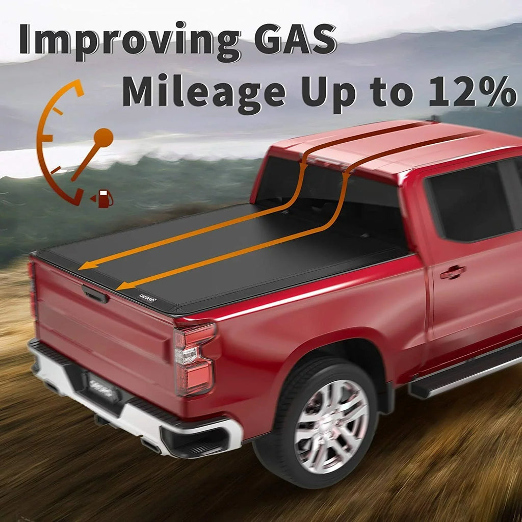 Ledkingdomus 8 Ft Soft Quad Fold Truck Bed Tonneau wrap for 02-23 Dodge Ram 1500 /Ram 2500 3500