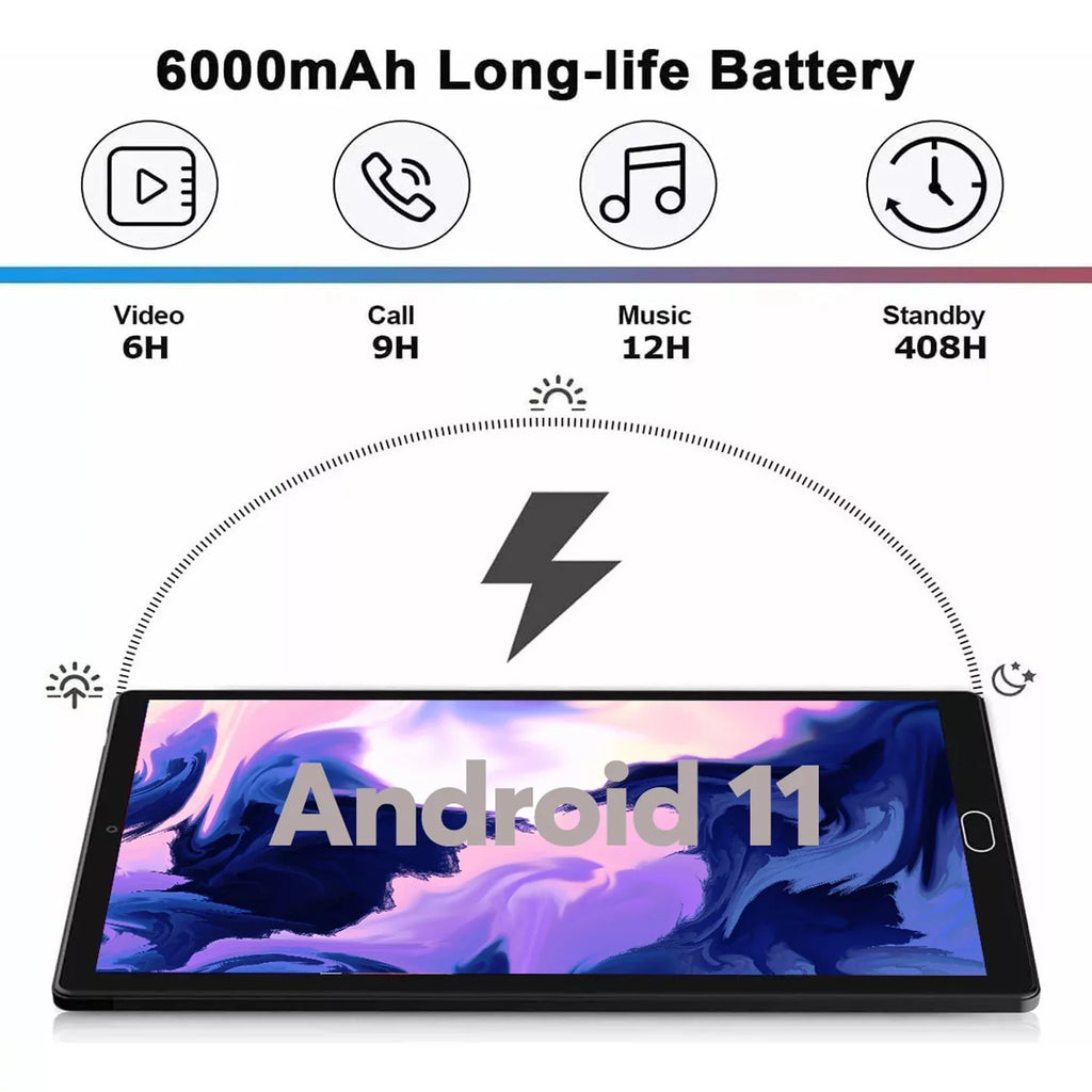 10 inch Tablet Android 11 Tablets  with Keyboard, 4GB RAM 64GB ROM 128GB Expand, 5G/2.4G Wi-Fi, HD IPS Display, 6000mAh Tablet PC with Case,Mouse,GMS Certified,Black