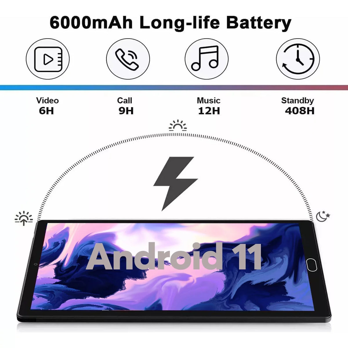 10 inch Tablet Android 11 Tablets  with Keyboard, 4GB RAM 64GB ROM 128GB Expand, 5G/2.4G Wi-Fi, HD IPS Display, 6000mAh Tablet PC with Case,Mouse,GMS Certified,Black
