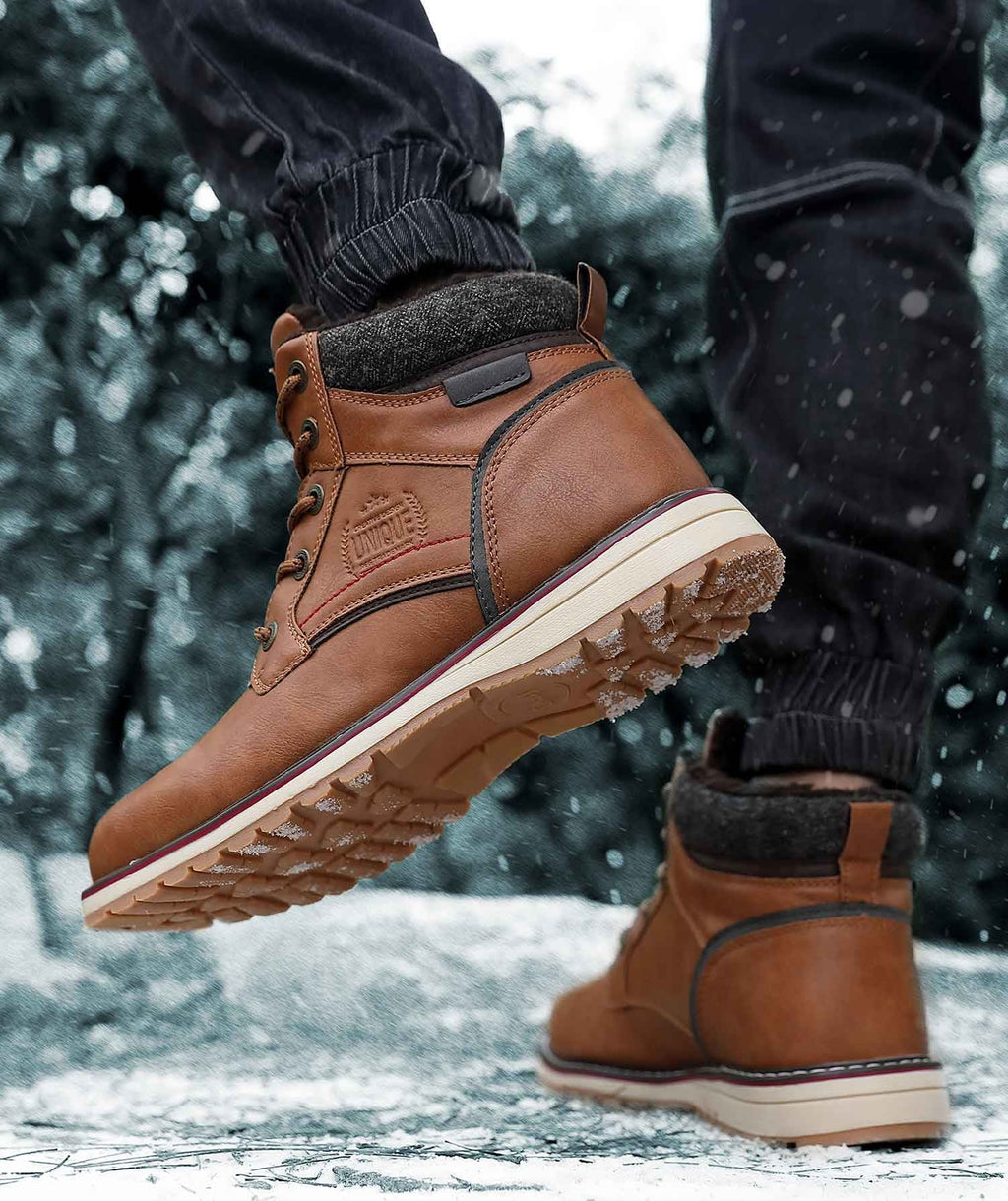 ARRIGO BELLO Men's Snow Hiking Boots Outdoor Winter Snow Boots 7 Light Brown