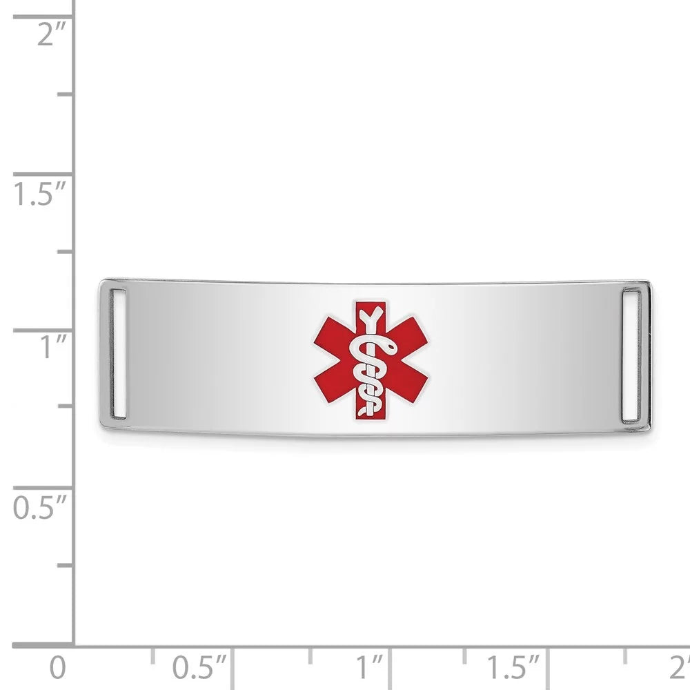 Auriga 925 Sterling Silver Medical Id Plate inch for Bracelet for Women(L- 12inch, W- 45mm)