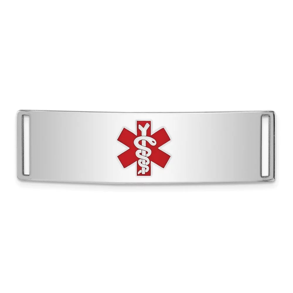 Auriga 925 Sterling Silver Medical Id Plate inch for Bracelet for Women(L- 12inch, W- 45mm)