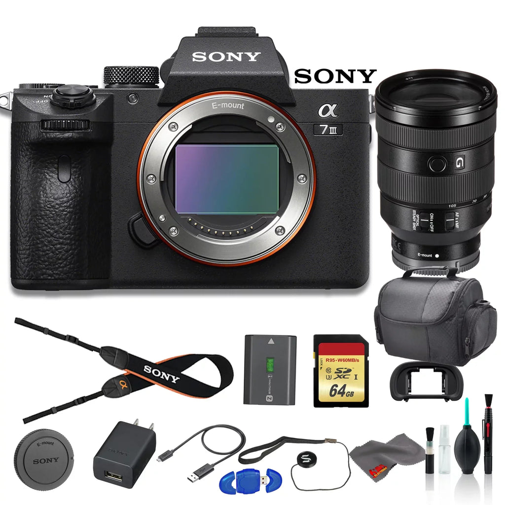 Alpha a7 III Mirrorless Digital Camera Bundle - With  FE 24-105mm f/4 Lens, Bag, 64GB Memory Card, Memory Card Reader and More