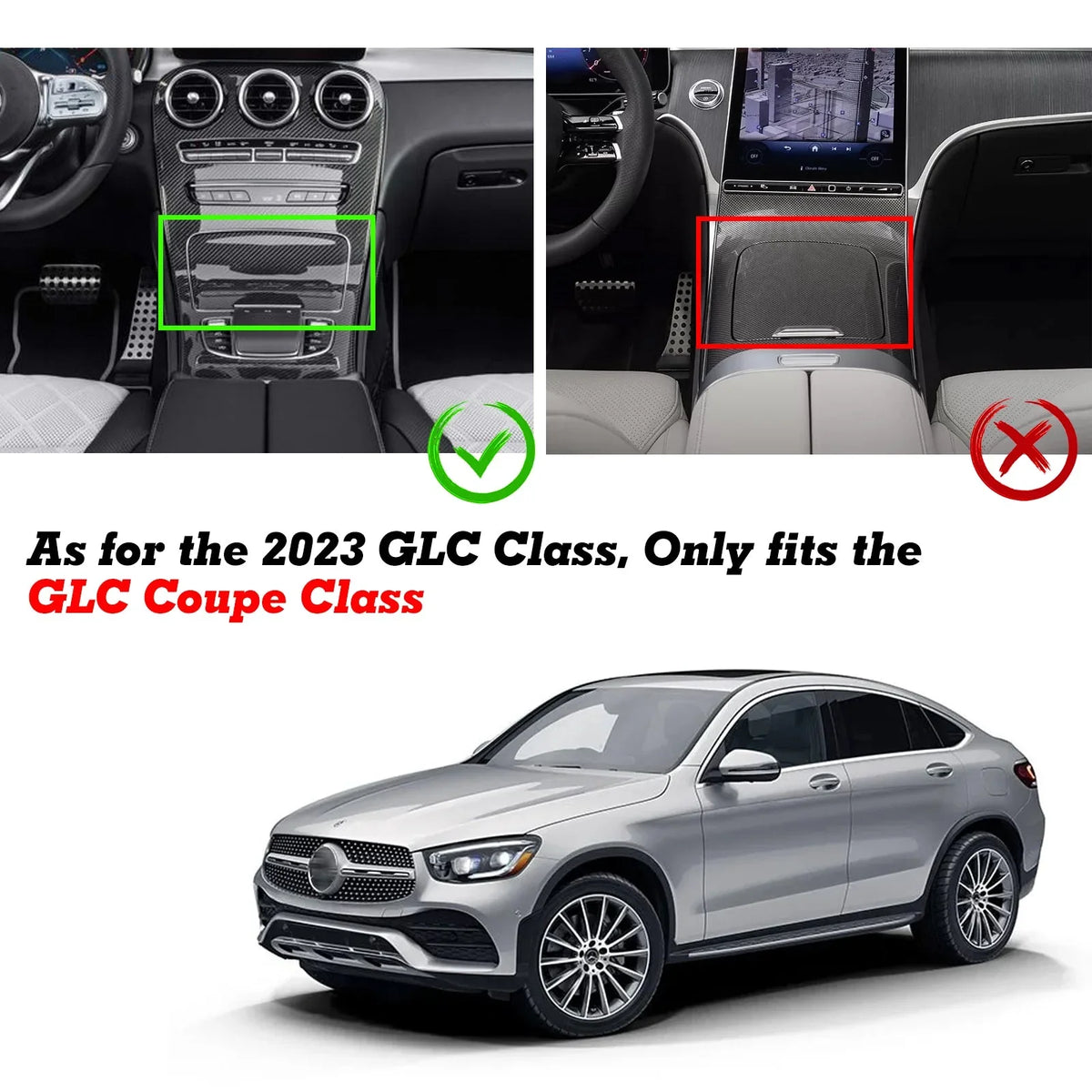 Xotic Tech Center Console Ashtray Frame Storage Box Trim, Chrome, appropriate with Mercedes Benz C Class GLC Class W205 C300 C400 C63 2015-2021 W253 GLC 300 2016-2023