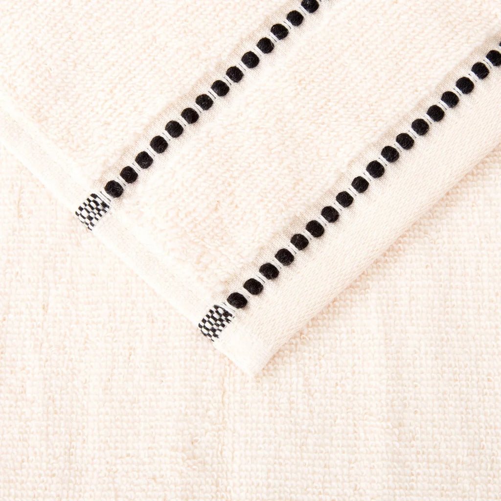 Trademark Global  Luxury Cotton Towel Set- Quick Dry Zero Twist & Soft Set, Bone & Black - 6 Piece