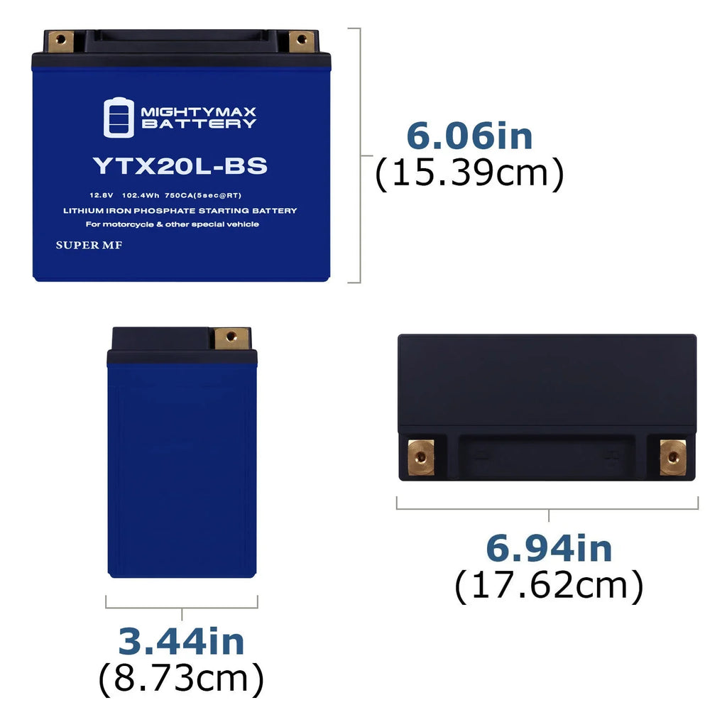 YTX20L-BS Lithium Replacement Battery suitable with Kawasaki Jet Ski JT900 STS, STX 97 - 05