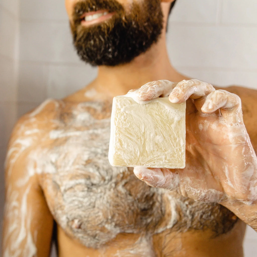 Squatch Men's Soap Variety 4 Pack - Men's Natural Bar Soap - Coconut Castaway, Alpine Sage, Fresh Falls, Eucalyptus Greek Yogurt. Dr
