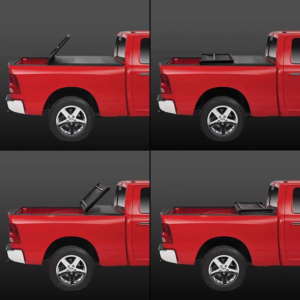 DNA Motoring TTC-TRISOFT-060 for 2016 to 2019  Tacoma 6' Bed Fleetside Adjustable Tri-Fold Soft Top Trunk Tonneau protector 17 18