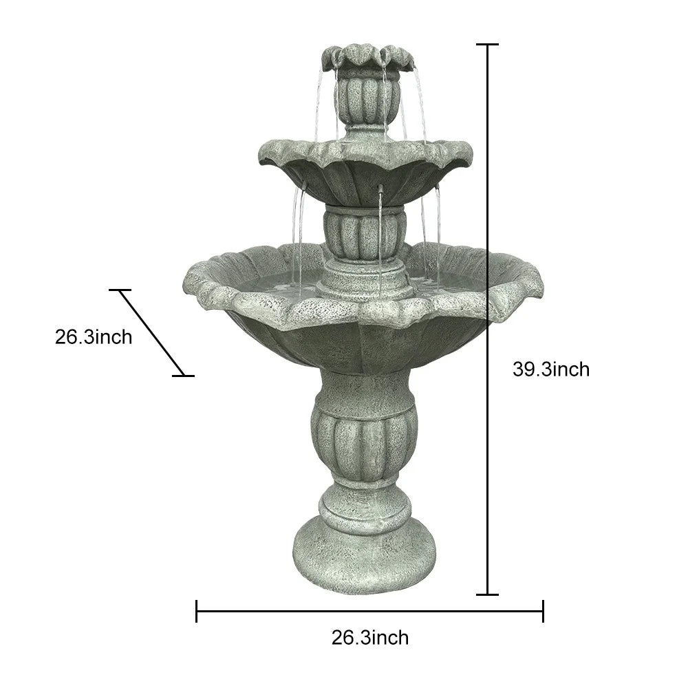 39In 3Tier Mediterranean Outdoor moisture Fountain Concrete Construction