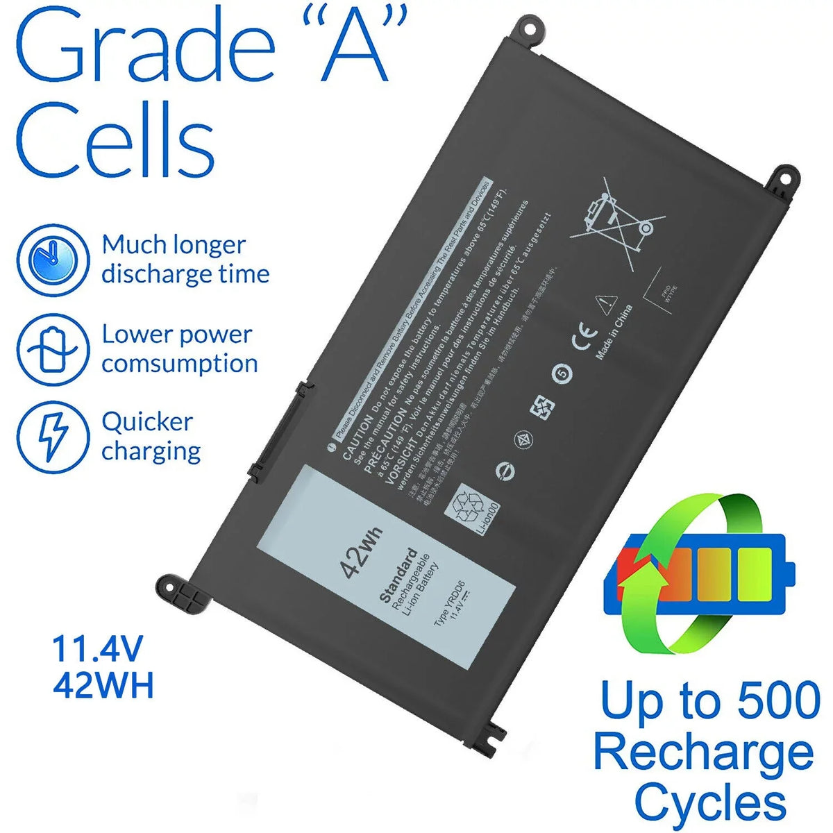 Type YRDD6 Battery For  Inspiron 14 5000 2-in-1 5480 5482 series VM732 FAST