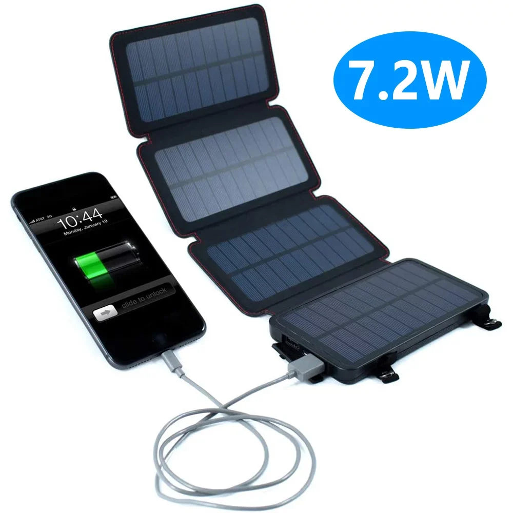Jahy2Tech 4-Panel 7.2W Portable Solar Charger Power Bank Wireless Phone Charger appropriate with iPhone, Android