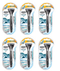 Schick Quattro Razor & Cartridges, Titanium Coated Blades, 1 Razor, 2 Cartridges (Pack of 6) + 3 Count Eyebrow Trimmer