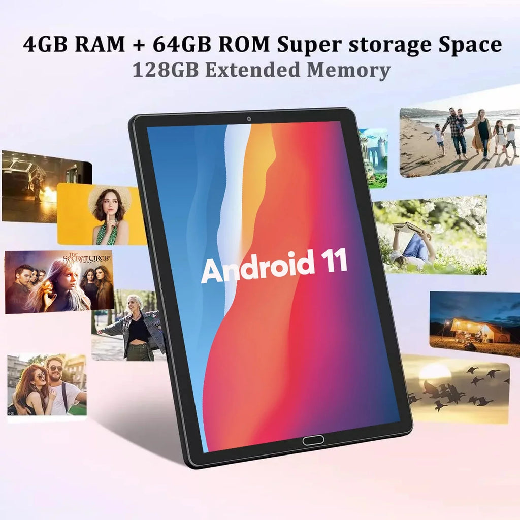 10 inch Tablet Android 11 Tablets  with Keyboard, 4GB RAM 64GB ROM 128GB Expand, 5G/2.4G Wi-Fi, HD IPS Display, 6000mAh Tablet PC with Case,Mouse,GMS Certified,Black