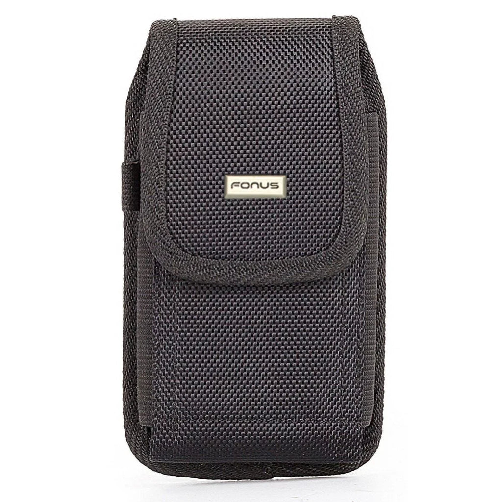Rugged Durable Canvas Case Holster Metal Belt Clip w Braided Type-C USB Cable 10ft Long Sync Wire R1J for Blackberry Motion - BLU G9, Vivo XI Plus - Coolpad Legacy - Google Pixel XL 3a XL 3 XL