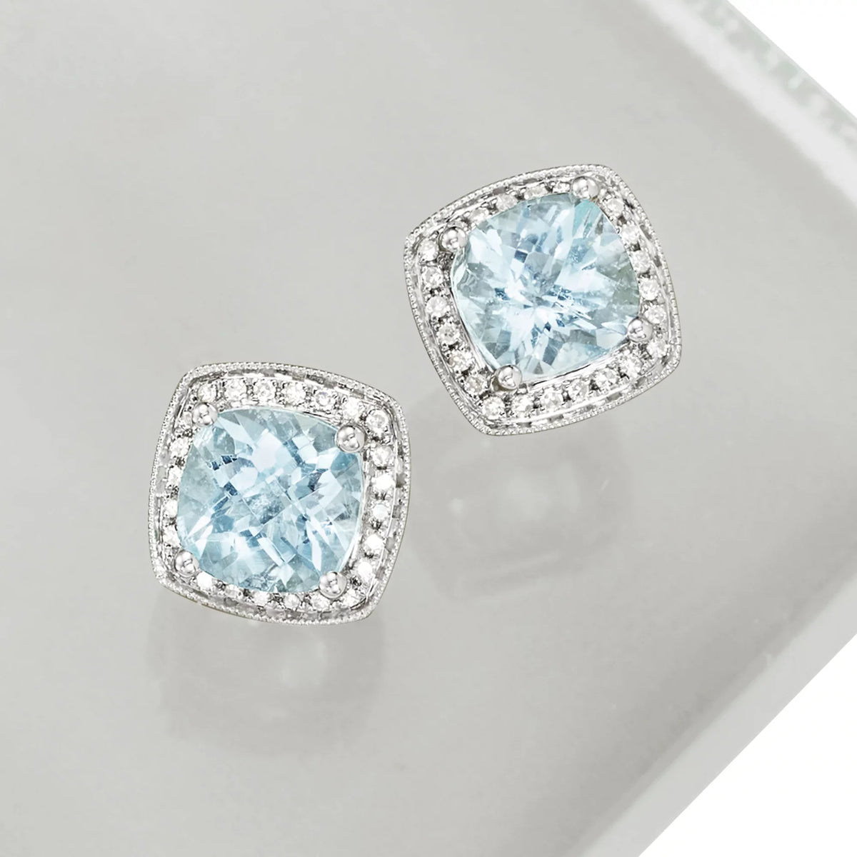 Diamond Earrings in 14kt White Gold, Women's, Adult. t.w. Aquamarine and .20 ct. t.w. Ross-Simons 2.60 ct