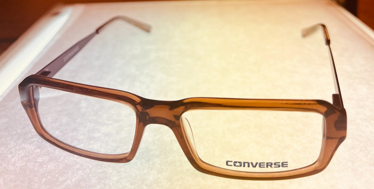 Converse Mens Ophthalmic Eyeglass Soft Rectangle Plastic Frame Digital Brown