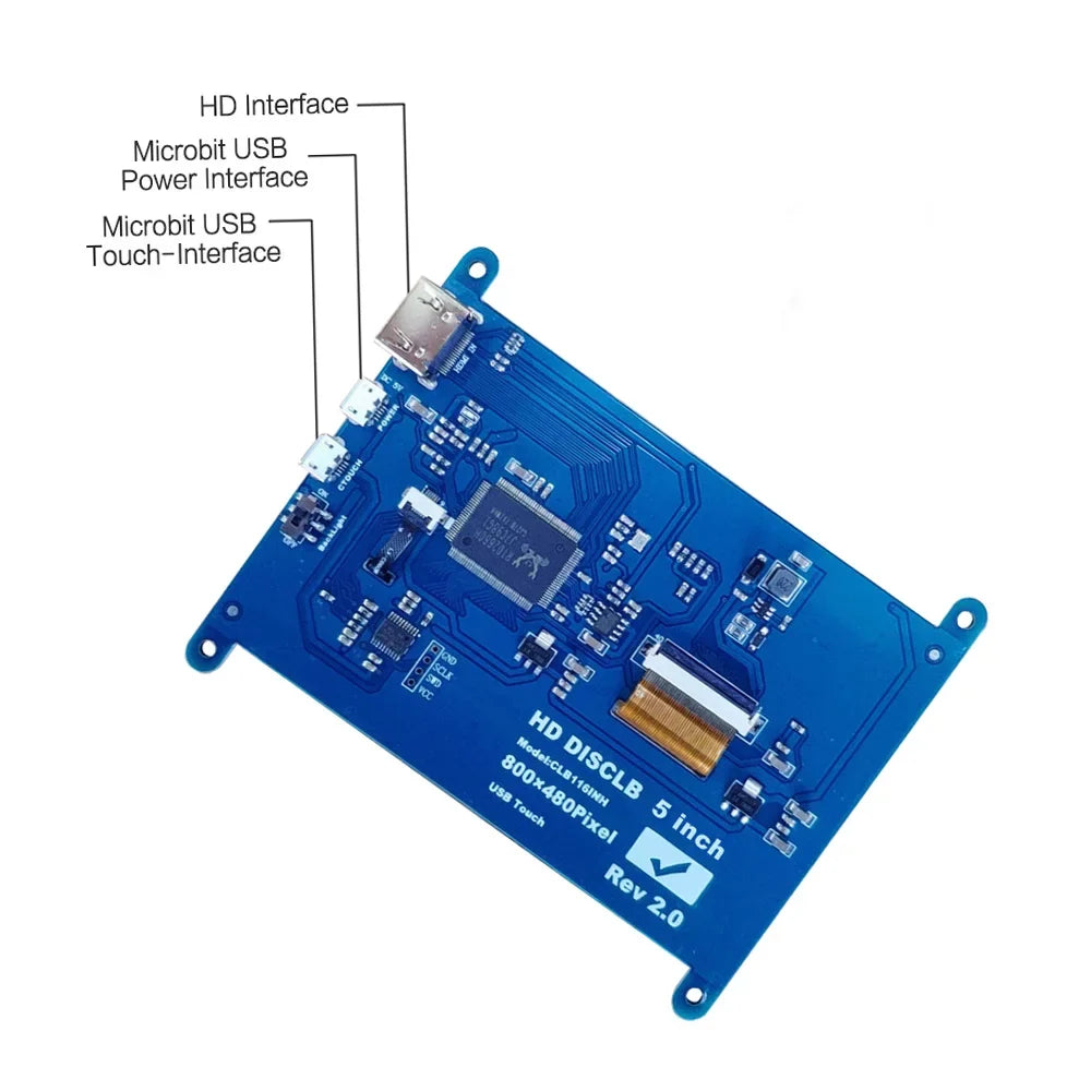 moobody 5 Inch  Capacitive Touchscreen Display 800*480 Resolution Small Portable  with USB  Interface suitable with Raspberry Pi Tool