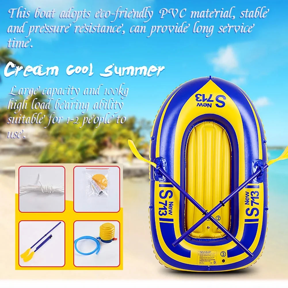 Eccomum 1-People PVC Inflatable ship liquid Sports Dinghy Fishing Rowing Raft Outdoor River Lake Kayak with 2 Paddle Oars