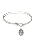 Catherine of Sweden in Sterling Silver. 5 3/4 inch Oval Eye Hook Bangle Bracelet w/ St