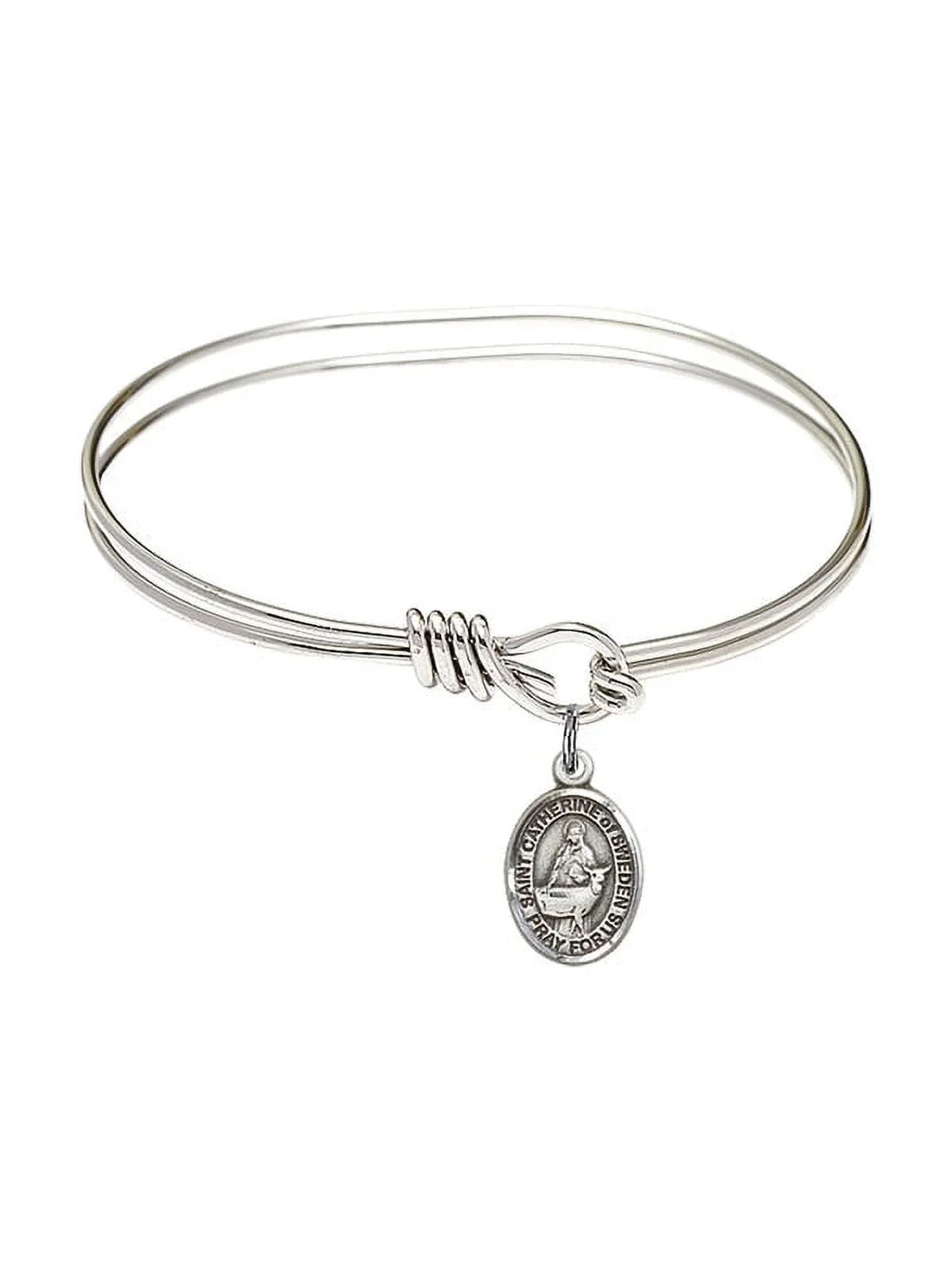 Catherine of Sweden in Sterling Silver. 5 3/4 inch Oval Eye Hook Bangle Bracelet w/ St