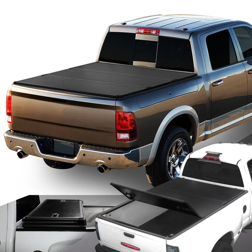 DNA Motoring TTC-HARD-028 For 2009 to 2022 Ram Truck 1500 / 3500 Fleetside 6.5Ft Short Bed Hard Solid Tri -Fold Tonneau wrap