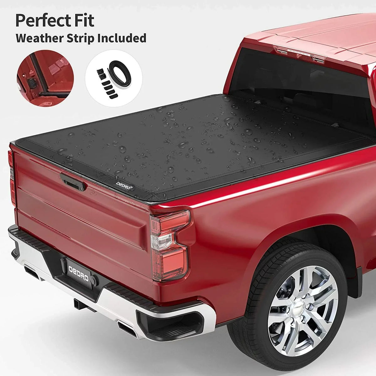 Ledkingdomus 8 Ft Soft Quad Fold Truck Bed Tonneau wrap for 02-23 Dodge Ram 1500 /Ram 2500 3500