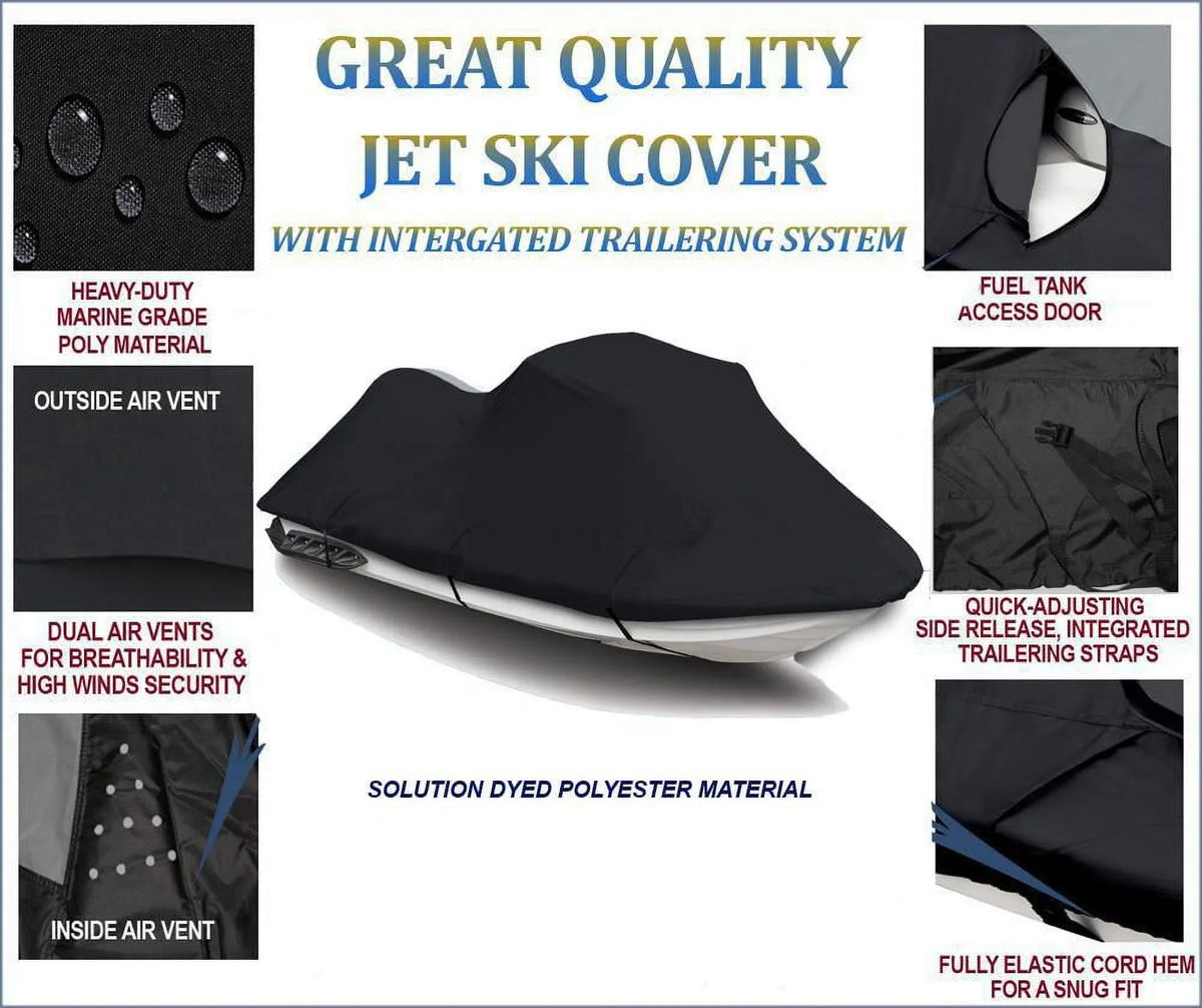 BLACK 600 DENIER JetSki protector appropriate for Polaris Virage TXi 2001 2002 Jet Ski shield