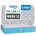Aerostar 14x24x1 MERV  13, Pleated Air Filter, 14x24x1, Box of 6, Made in the USA