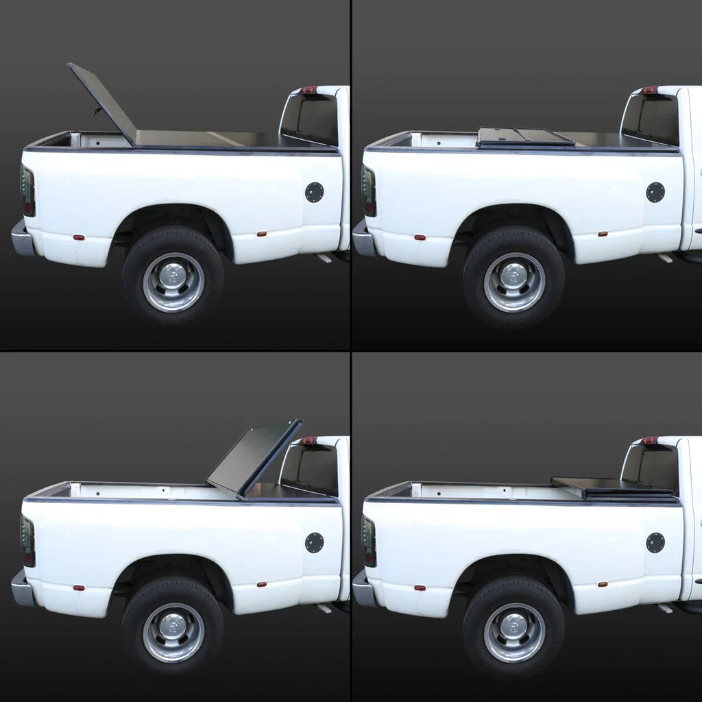 DNA Motoring TTC-HARD-028 For 2009 to 2022 Ram Truck 1500 / 3500 Fleetside 6.5Ft Short Bed Hard Solid Tri -Fold Tonneau wrap