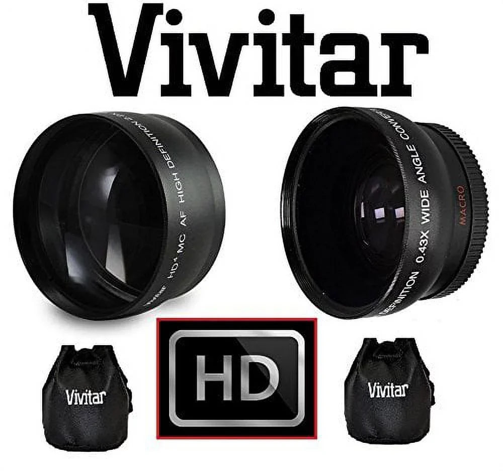 HI DEF 2PC LENS KIT PRO HD WIDE ANGLE & TELEPHOTO LENS for  D3200 (52mm appropriate)