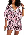 Miken PINK LEOPARD Juniors' Printed Smocked-Waist Swim shield-up, US Small