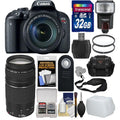 EOS Rebel T7i/800D DSLR Camera with 18-135mm Lens with 75-300mm Lens   32GB Card   Case   Flash   Filters   Remote Kit
