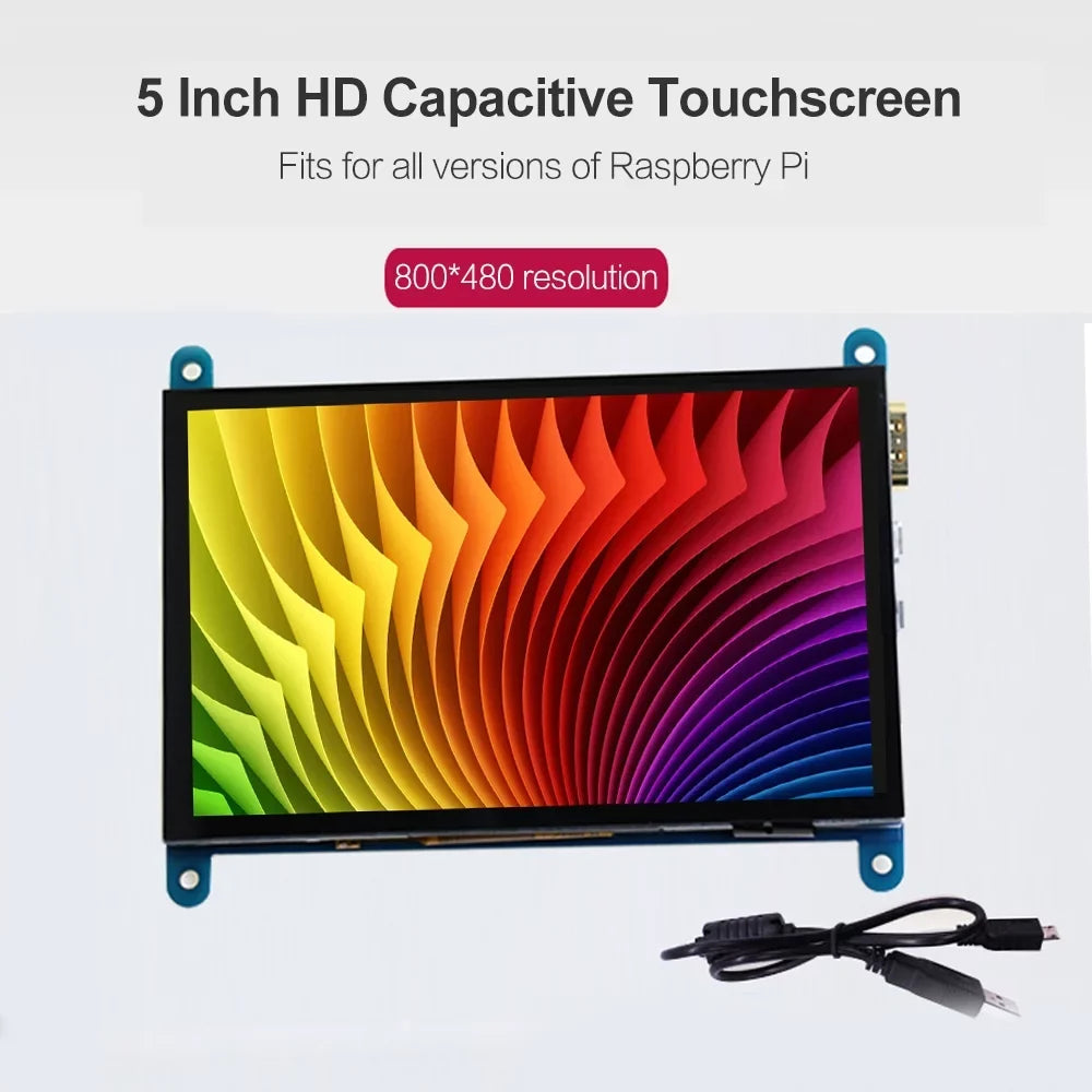 walmeck 5 Inch Capacitive Touchscreen Display 800*480 Resolution Small Portable with USB Interface appropriate with Raspberry Pi Educational Tool