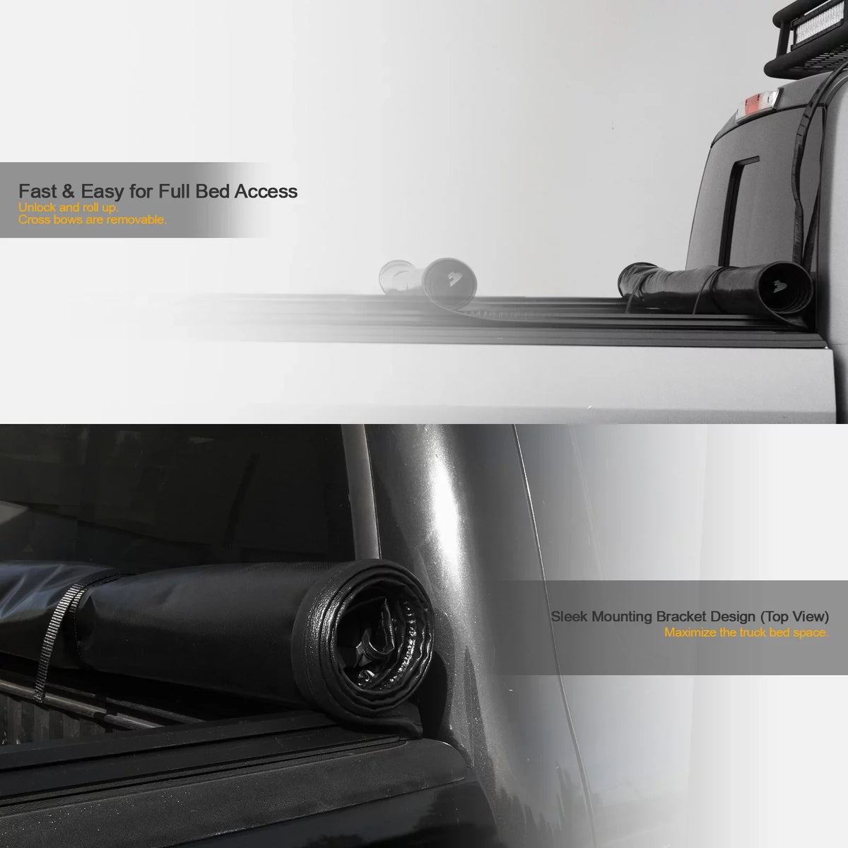Stehlen 733469493334 Lock And Roll Up Tonneau shield - Black For Ram 1500 2019-2022 New Body Style 5.7 Feet ( 68.4" ) Short Bed