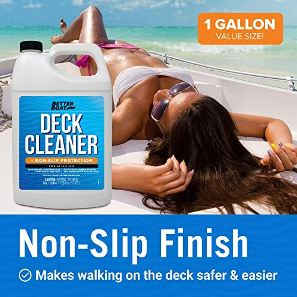 ship Non Skid Cleaner Deck Cleaner for craft Wash Soap Marine Grade Fiberglass Aluminum ship Cleaner to Clean Anti Stick Surface, Plastic, Vinyl Composite Floor & Hull Sealant Cleaning Supplies Gallon