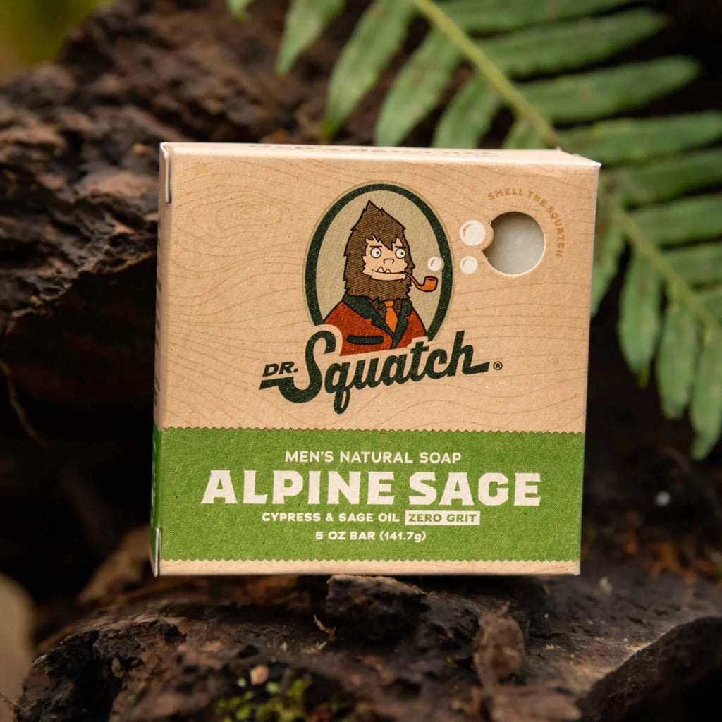 Squatch Men's Soap Variety 4 Pack - Men's Natural Bar Soap - Coconut Castaway, Alpine Sage, Fresh Falls, Eucalyptus Greek Yogurt. Dr