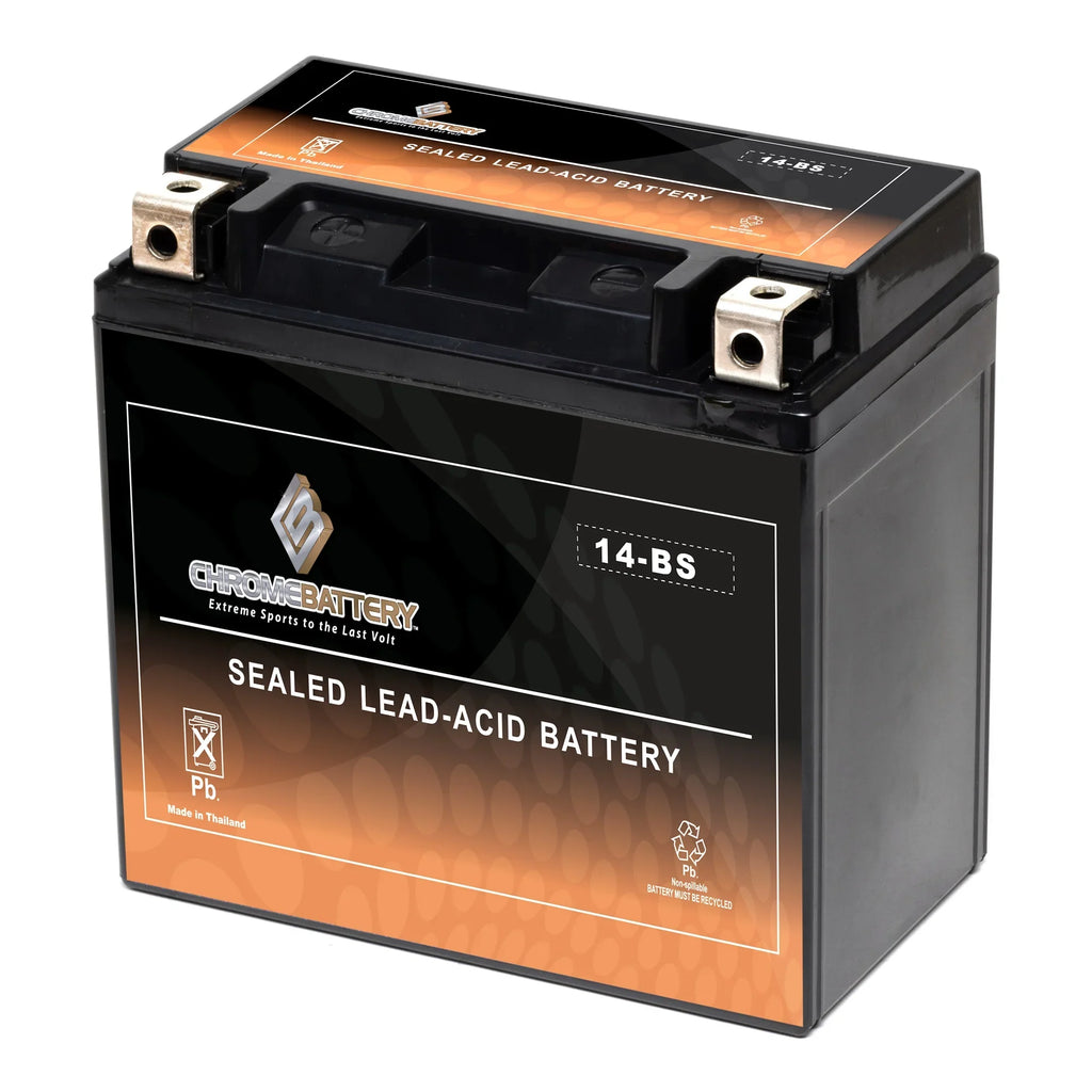 Tourer) 1100cc, Years (2001 - 2007). E. C. Chrome Battery Ytx14-bs (14-bs 12 Volts,12 Ah, 200 Cca) Motorcycle Battery for Honda Vt1100c, C3, T Shadow (spirit, Aero, A