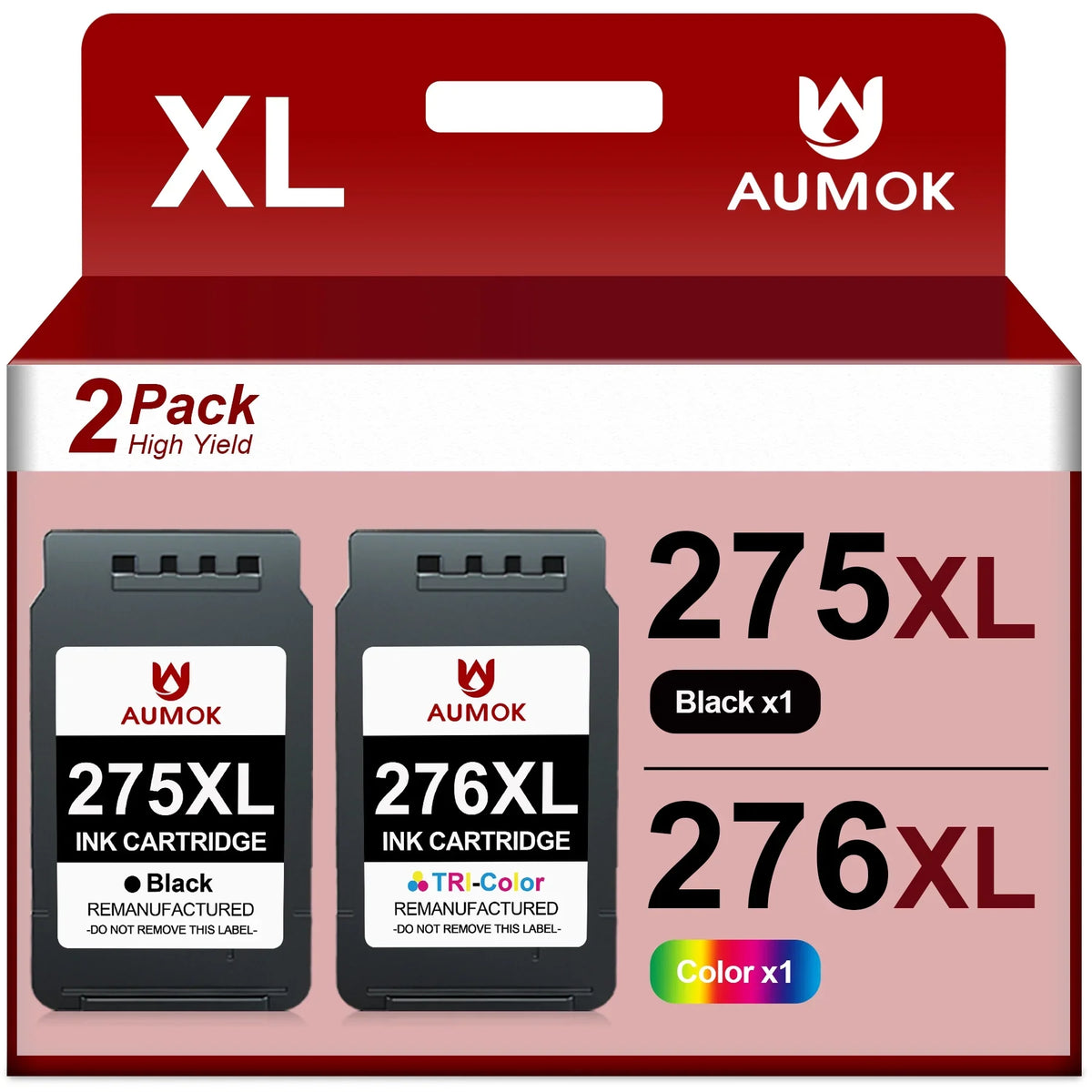 275XL 276XL Ink Cartridge Replacement for  PG-275 CL-276 275 276 Combo XL matching with  PIXMA TS3520 TS3522 TS3500 TR4720 TR4722 TR4700 Printer(1 Black, 1 Color)