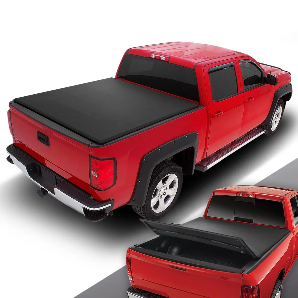 DNA Motoring TTC-TRISOFT-060 for 2016 to 2019  Tacoma 6' Bed Fleetside Adjustable Tri-Fold Soft Top Trunk Tonneau protector 17 18