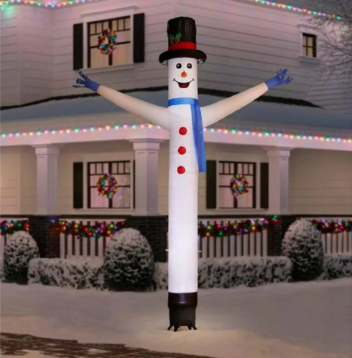 Jolly Jiggler Snowman Inflatable, White Wire. Gemmy 9070602 144 in