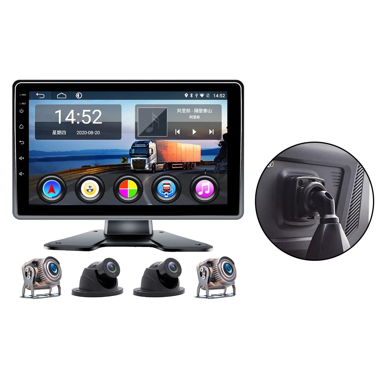 10.1"Monitor DVR Driving Video Recorder Touch Screen GPS for RV Truck Bus Camera B