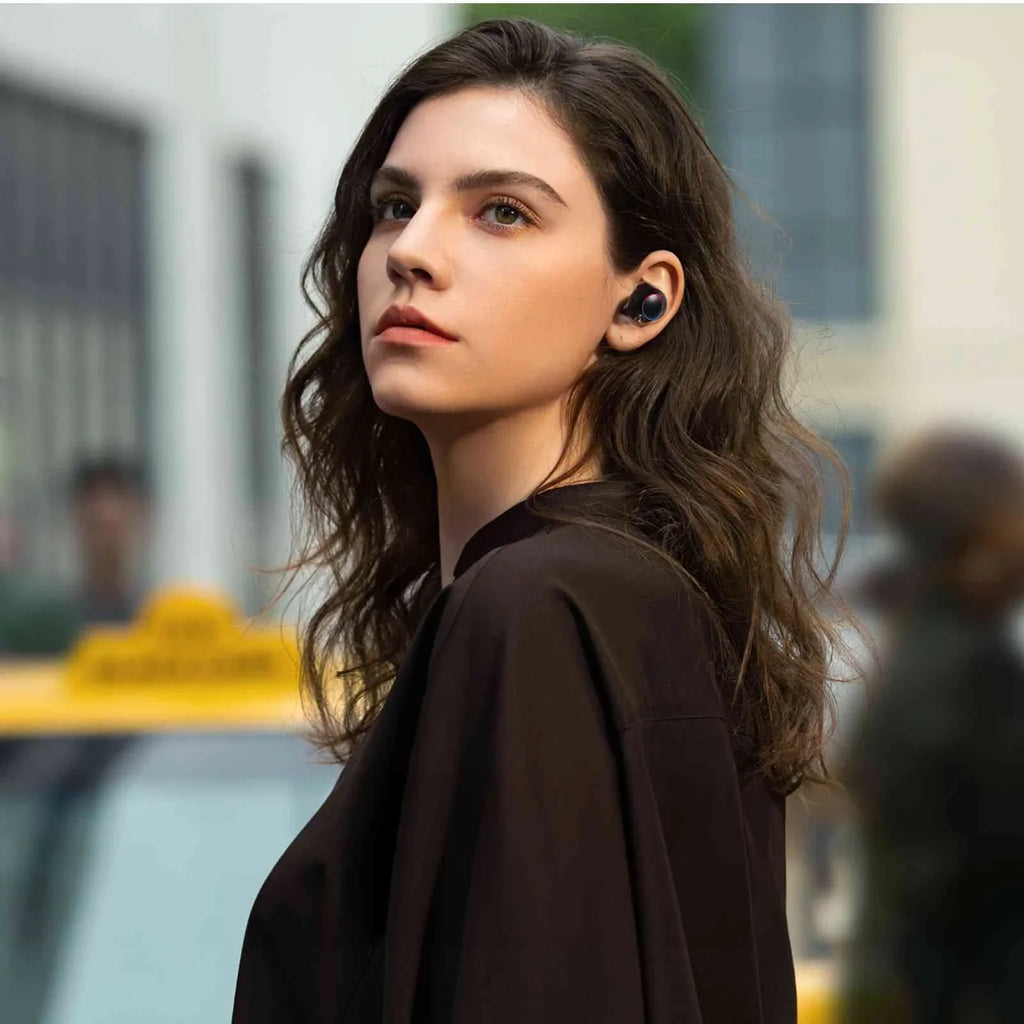 UrbanX True Wireless Bluetooth Earbuds + Charging Case, Black, Dual Connect, IPX5 aqua Resistance, Bluetooth 5.2 Connection, Balanced, Bass Boost matching with  K5 Pro