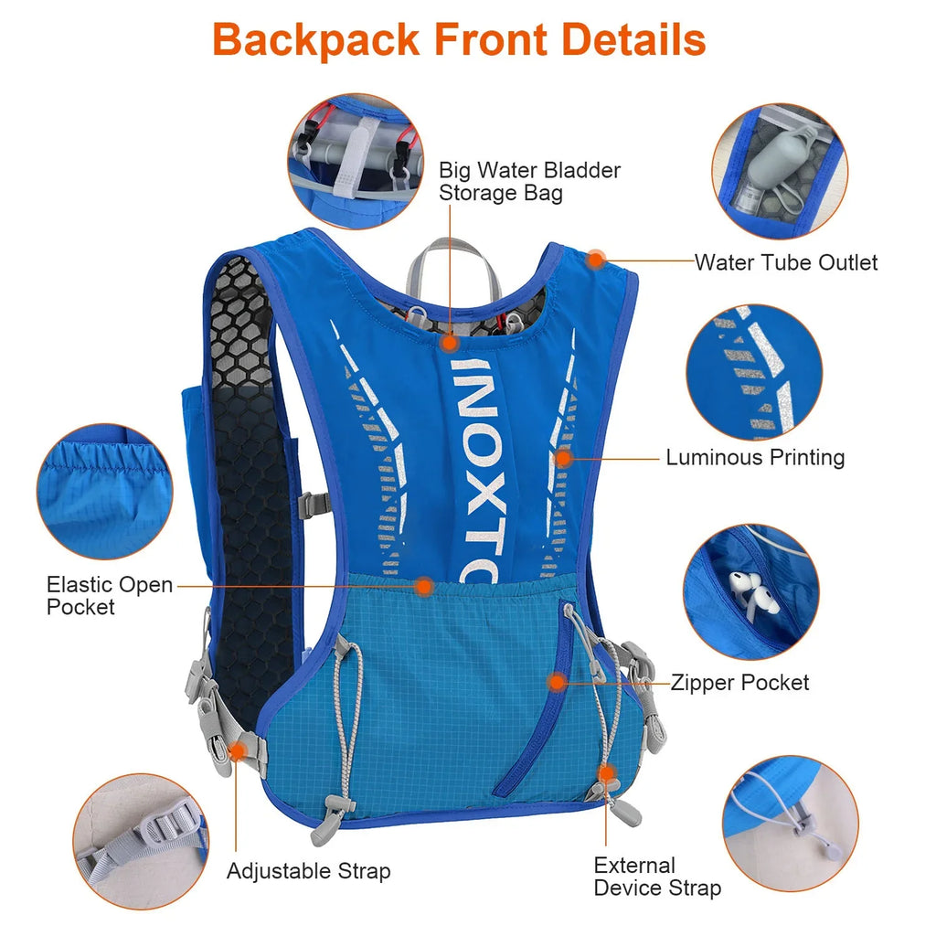 Runing Hydration Vest Backpack, iMounTEK Running aqua Vest Hydration Pack with 2.4L liquid Bladder Bag for Trail Running Marathon Race Hiking Cycling Grey